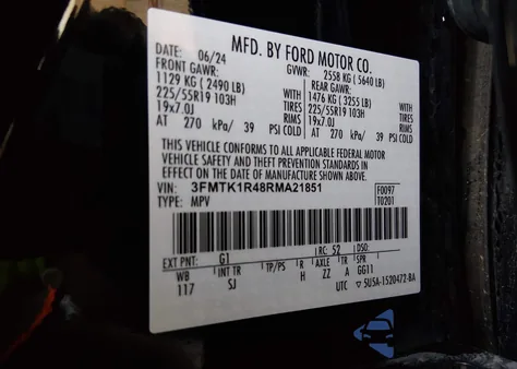 2024 Ford Mustang Mach-E Select из США, поврежденный, VIN 3FMTK1R48RMA21851